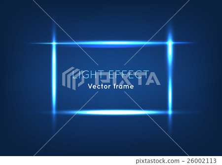 Blue Line Vector Frame Made with Light Effect - Stock Illustration ...