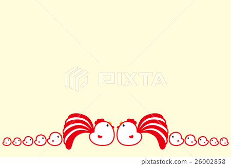 新年卡2017年雞父母和孩子公雞年紅白尾小雞 26002858