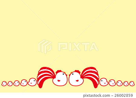 新年卡2017年雞父母和孩子公雞年紅白尾小雞 26002859