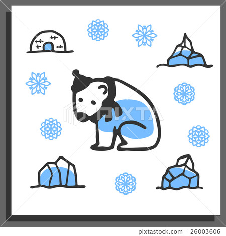 Greeting card template with cute doodle polar bear 26003606