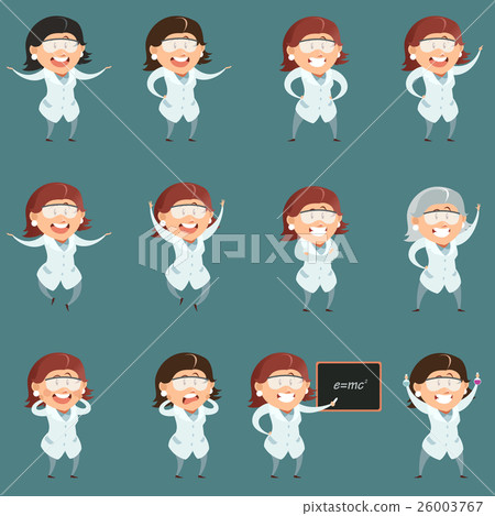Set of flat scientist women icons Set of flat scientist women icons 26003767
