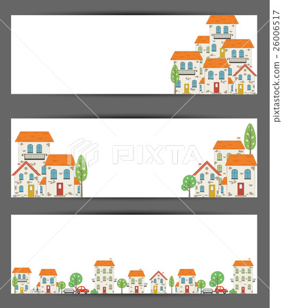 Set of web banners. City theme. Vector 26006517