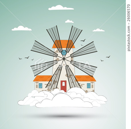 Windmill at sky. vector Windmill at sky. vector 26006570