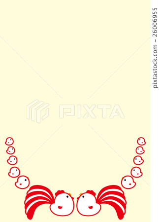 新年卡2017年雞父母和孩子公雞年紅白尾小雞 26006955