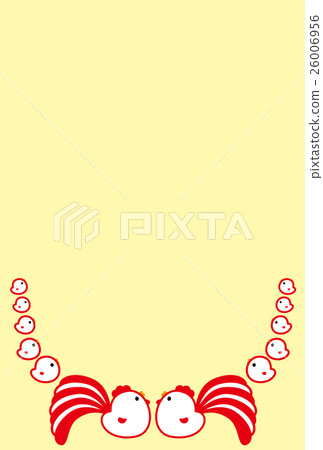 新年卡2017年雞父母和孩子公雞年紅白尾小雞 26006956