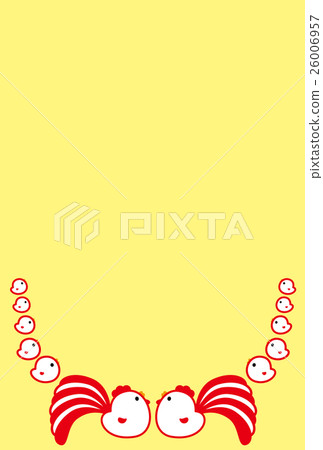 新年卡2017年雞父母和孩子公雞年紅白尾小雞 26006957
