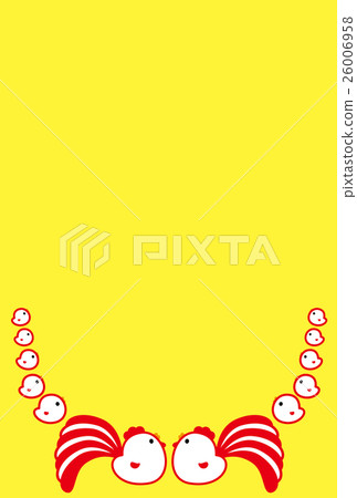 新年卡2017年雞父母和孩子公雞年紅白尾小雞 26006958