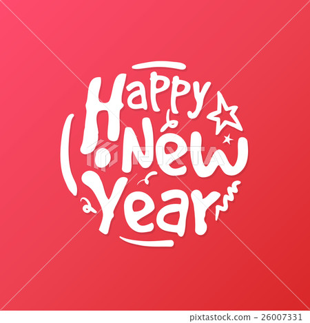 Happy New Year hand written lettering circle 26007331