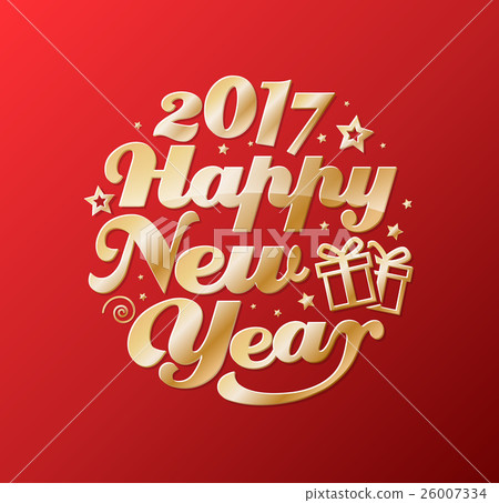 Happy New Year gold lettering circle. Happy New Year gold lettering circle. 26007334