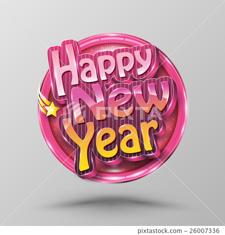 Happy New Year lettering circle. 26007336