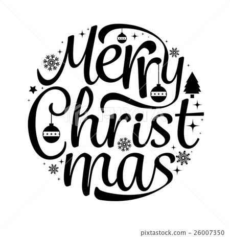 Merry Christmas text free hand design 26007350