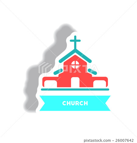 stylish icon in paper sticker style building stylish icon in paper sticker style building 26007642
