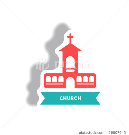 stylish icon in paper sticker style building stylish icon in paper sticker style building 26007643