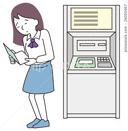 Business woman depressed by looking at passbook 26008467