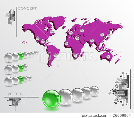 Map with balls as pins Map with balls as pins 26009964