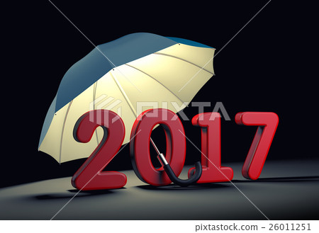 Red number 2017 under umbrella 26011251