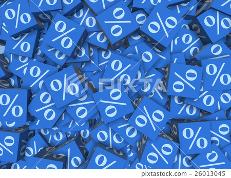 Percentage signs on cubes - 3d rendering Percentage signs on cubes - 3d rendering 26013045