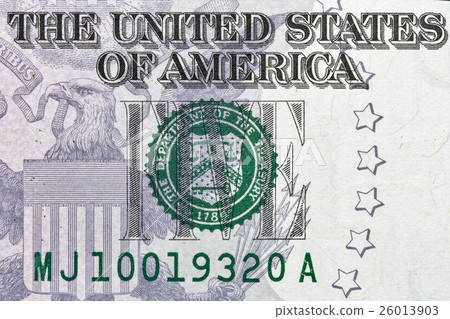 US five dollar bill closeup macro US five dollar bill closeup macro 26013903