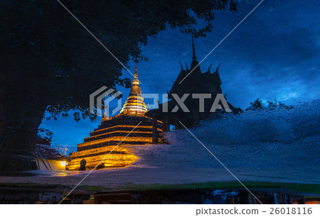 Temple evening in Phitsanulok, Thailand Temple evening in Phitsanulok, Thailand 26018116