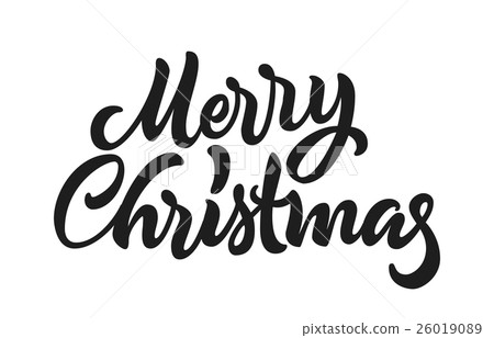 Merry Christmas calligraphic hand drawn lettering Merry Christmas calligraphic hand drawn lettering 26019089