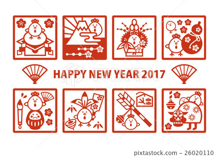 year of the cock, rooster, new year's card 26020110