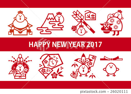 rooster, year of the cock, new year's card 26020111