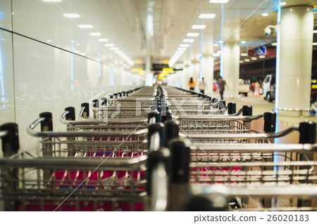 luggage carts at modern airport 26020183