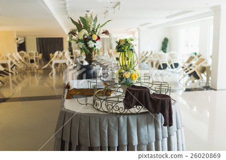 Table chairs for breakfast in hotel lobby Table chairs for breakfast in hotel lobby 26020869