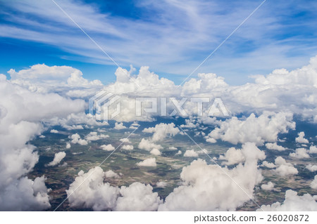 View from plane on the clounds blue sky 26020872
