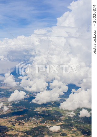 View from plane on the clounds blue sky View from plane on the clounds blue sky 26020874