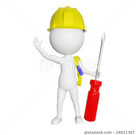 3D cartoon character engineer greeting  26021307