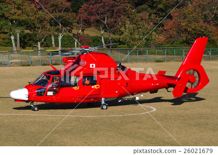 Fire helicopter landing on the ground Fire helicopter landing on the ground 26021679