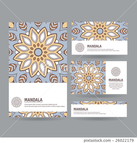 Set of ornamental business cards with mandala 26022179