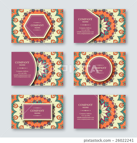 Set of ornamental hand drawn mandala cards. Set of ornamental hand drawn mandala cards. 26022241