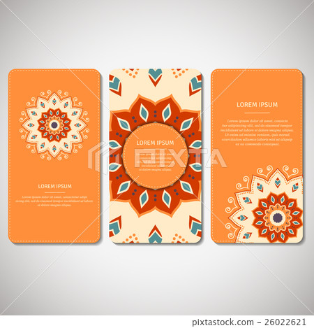 Set of template cards with mandala. 26022621
