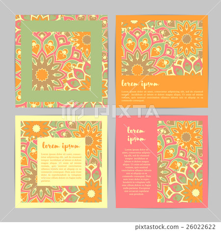 Set of square template cards with mandala pattern. Set of square template cards with mandala pattern. 26022622