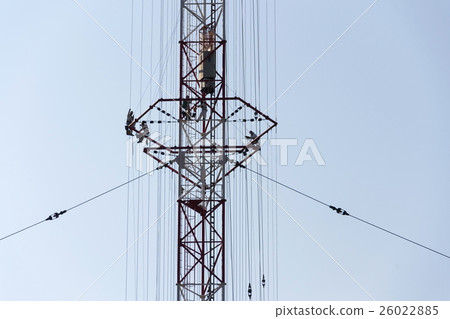 Men painting radio transmitter tower Liblice 26022885