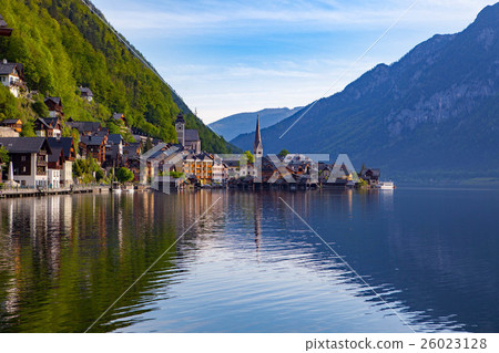 Scenic picture-postcard view of famous Hallstatt Scenic picture-postcard view of famous Hallstatt 26023128