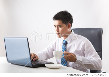 Portrait of handsome successful man drink coffee Portrait of handsome successful man drink coffee 26023422