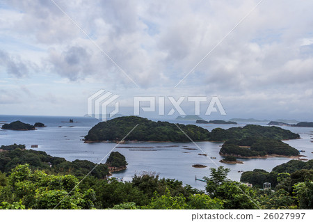 Kujuku Islands overlook in cloudy day in Sasebo 26027997