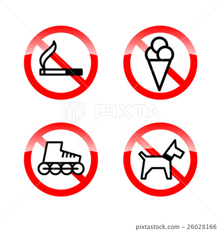 set of prohibition signs at the entrance 26028166