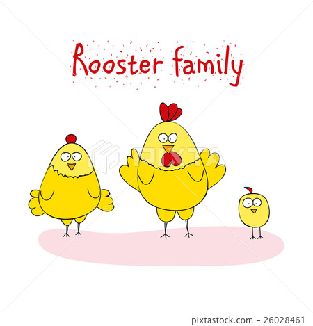 cute chicken family - rooster, hen, chicken 26028461