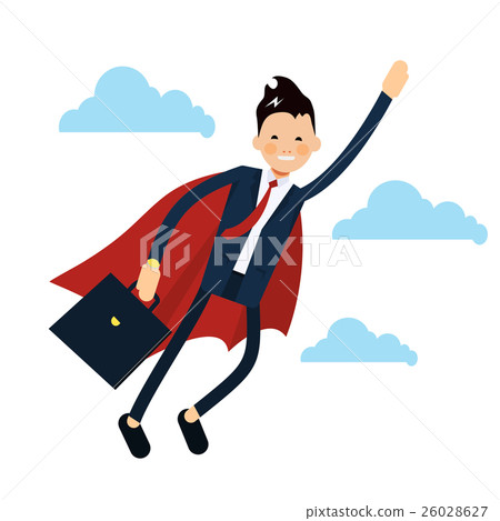 Stock Illustration: Office business super man flying icon