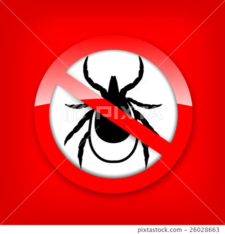 Ticks stop sign. Mite warning sign. Ticks stop sign. Mite warning sign. 26028663