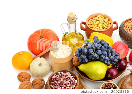 set of natural products on white background set of natural products on white background 26028816