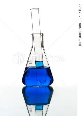Test tubes blue liquid, Laboratory Glassware 26031022