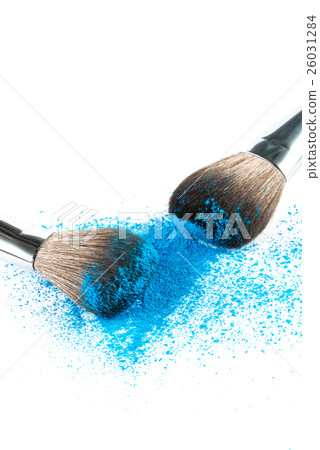 blue Powder Eyeshadow on a Brush, fashion beauty blue Powder Eyeshadow on a Brush, fashion beauty 26031284