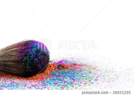 Multi Colored Powder Eyeshadow on a Brush, fashion 26031295