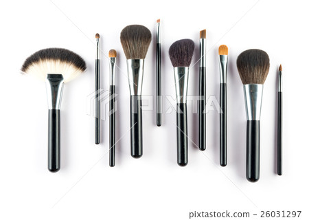 a set of cosmetic brush, High Angle view, fashion a set of cosmetic brush, High Angle view, fashion 26031297