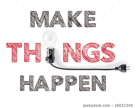 make things happen phrase and light bulb 26031348